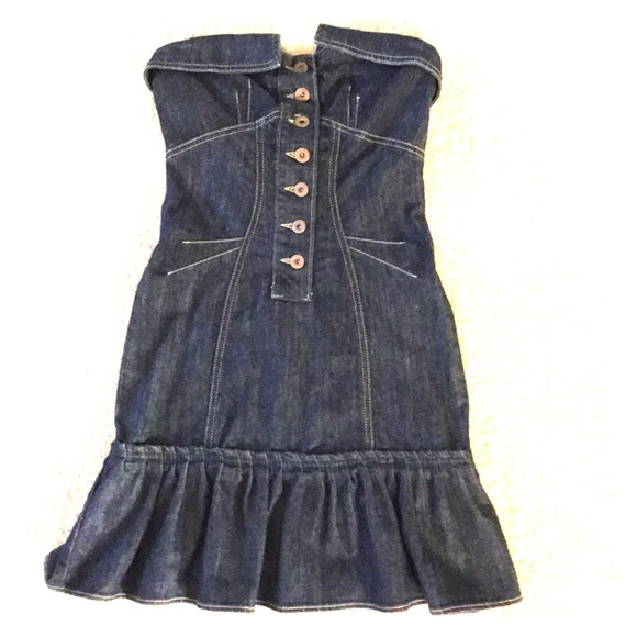 Project Runway Levi strapless mini denim dress - Picture 1 of 4